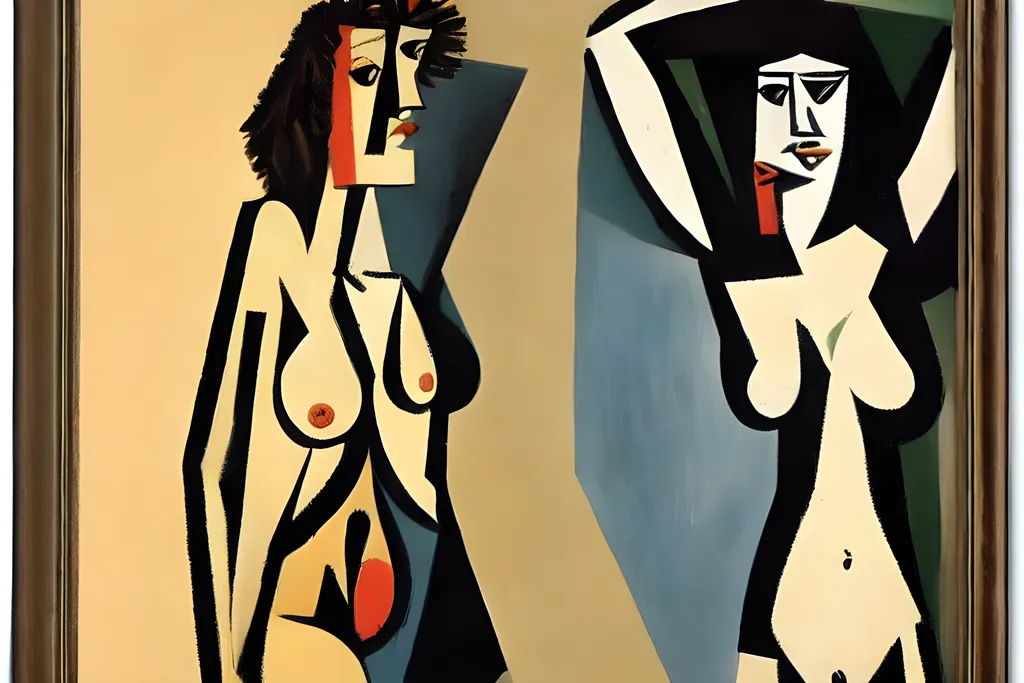 picasso style nude woman painting