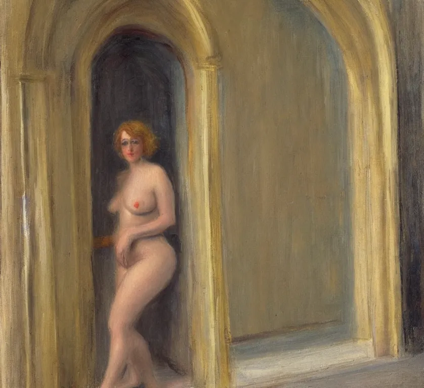 nude woman in a doorway