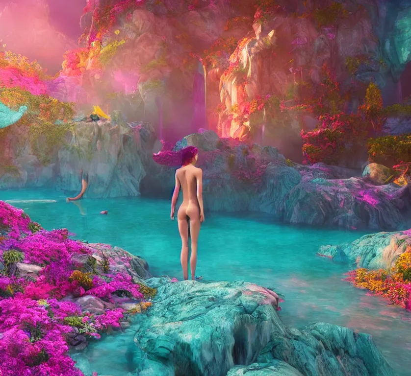 woman in a colorful fantasy land