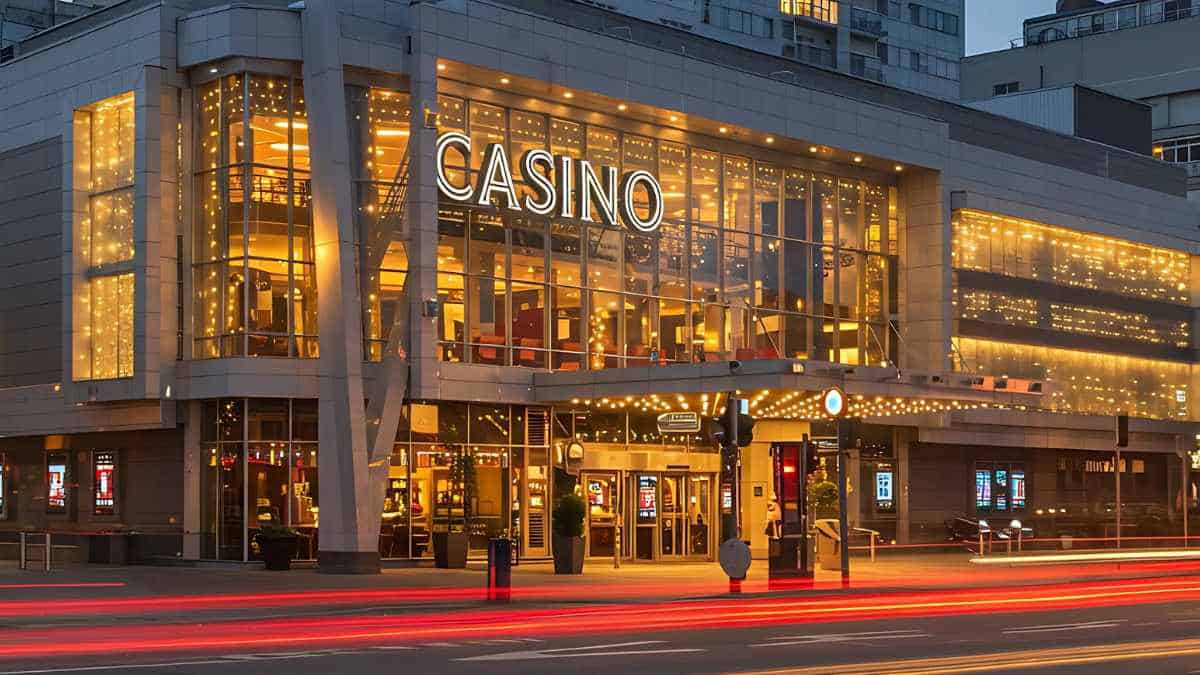 Lit up casino at night