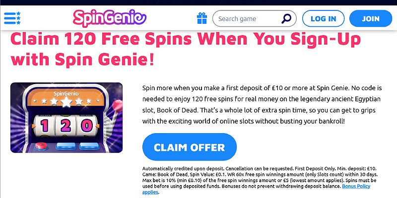 SpinGenie Welcome Bonus