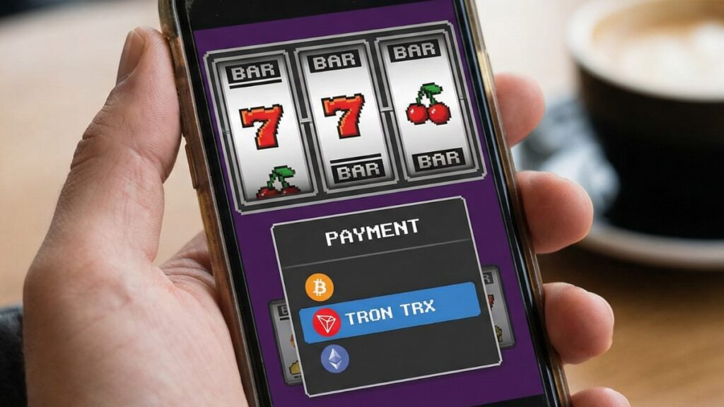 Smartphone displaying online slots